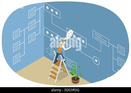 3D Isometric Flat Illustration of Workflow Process Or Scheme, Algorithm Flow Chart 3D Isometric Flat Illustration of Workflow Process Or Scheme, Algorithm Flow Chart Stock Photo