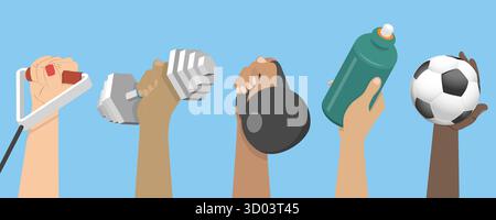 3D Isometric Flat Illustration of Physical Education, Healthy Lifestyle Stock Photo