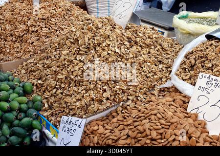 Walnuts for sale at the Dezerter Bazaar in Tbilisi, Georgia Stock Photo