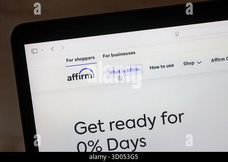 Oct 21, 2025. Affirm webpage. Affirm Holdings, Inc. is an American financial technology company and a point-of-sale lender. Stock Photo
