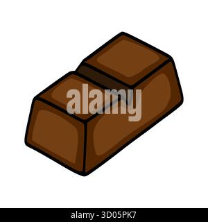 A simple isometric vector illustration of a rich brown chocolate bar with a distinct scored line, presented on a clean white background. Stock Vector