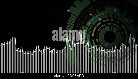 Digital waveform equalizer on a black background. Motion. Technological ...