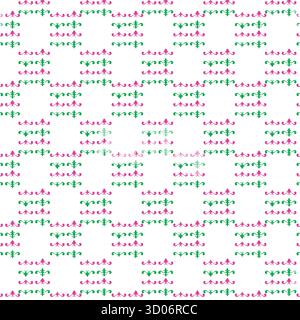 Pattern of green and pink decorative elements Stock Vector