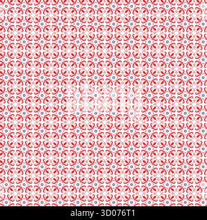 Pattern with red and blue floral motifs Stock Vector