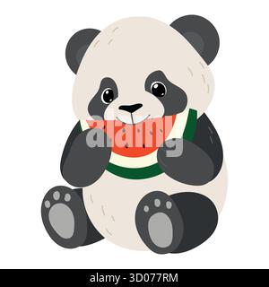 cute panda vector flat clipert illustration for kids Stock Vector