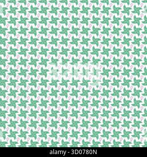 Pattern of green foliage and pink elements Stock Vector