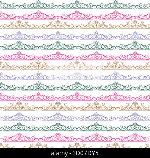 Pattern of ornamental flourish borders Stock Vector