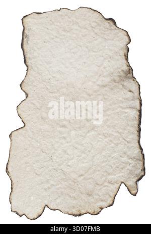 Burnt cardboard isolated on white background Stock Photo