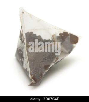 Used tea bag isolated on white background Stock Photo