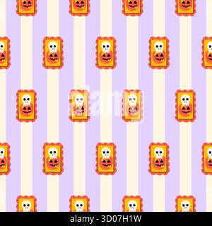 Skull Picture Wall Seamless Pattern Stock Vector