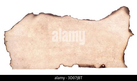 Old paper with burnt edges isolated on white background Stock Photo
