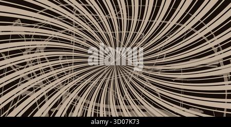Swirl Groovy Starburst. Abstract retro texture pattern. Old Distorted Scratched Background. Vector illustration. Horizontal curl funky wallpaper for p Stock Vector