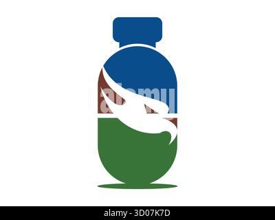 Modern eagle lab icon combining eagle head and laboratory flask, symbolizing intelligence, innovation, science, research, and technology. Perfect for Stock Vector