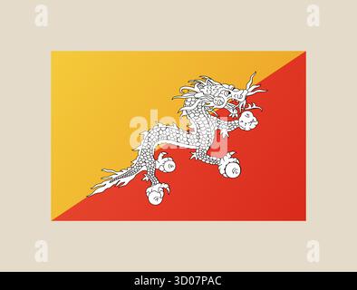 Bhutan flag vector illustration. Modern vibrant flag emblem design in authentic national colors. Isolated vector design. Stock Vector