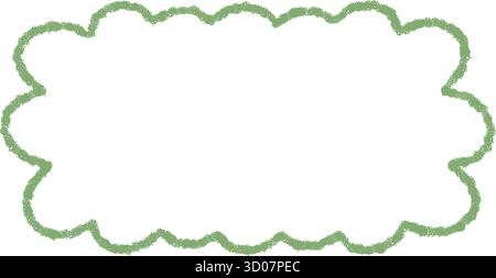 Groovy Crayon Outline Scallop Rectangle Border Stock Vector