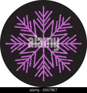 Purple Crayon Snowflake Ornament On Black Stock Vector