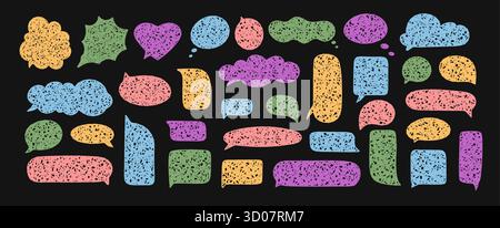 Colorful Crayon Speech Bubble Set Doodle Stock Vector