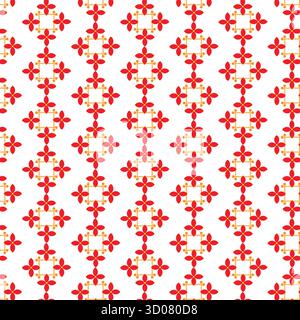 Pattern with red flowers and gold chains Stock Vector