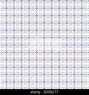 Seamless pattern with blue and red decorative floral elements Stock Vector
