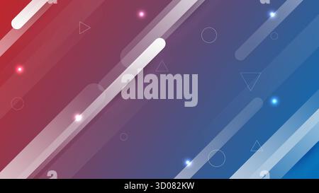 Modern abstract background with red and blue gradient, diagonal shapes and glowing light effects, vector illustration Stock Vector