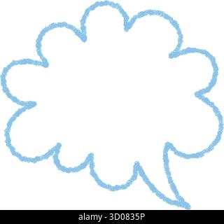 Blue Crayon Contour Speech Balloon Cloud Stock Vector