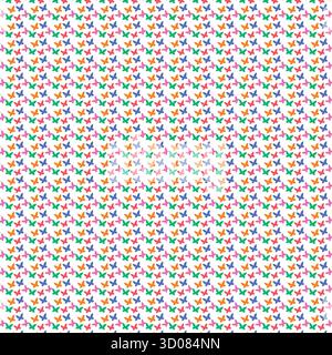 A vibrant seamless pattern featuring small, multi-colored butterflies in pink, orange, green, blue, and purple on a white background. Stock Vector