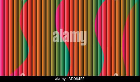 Abstract vertical stripes with wavy colorful shapes overlaying the design. Stock Vector