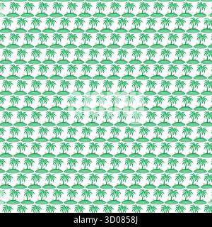 Seamless pattern of green tropical palm tree islands Stock Vector