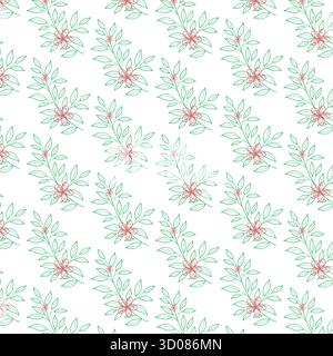 Seamless floral pattern with red flowers isolated on white background Stock Vector