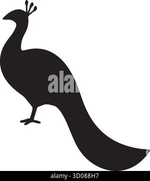 Majestic Peacock Vector Illustration with Full Display Tail, Elegant Peafowl Logo Icon Design Stock Vector