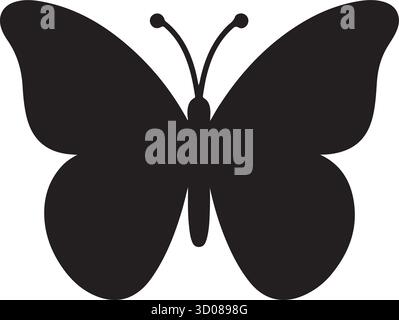 Butterfly Silhouette Vector Illustration – Black Insect Icon for Nature, Garden, and Wildlife Design Projects Stock Vector