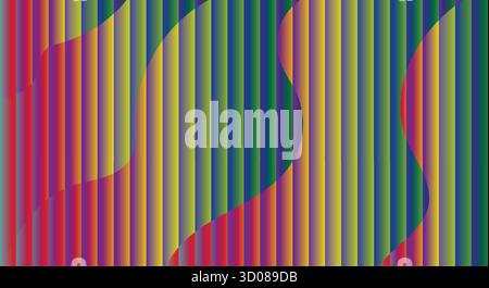 Abstract pattern of colorful vertical stripes and blended circular shapes. Stock Vector