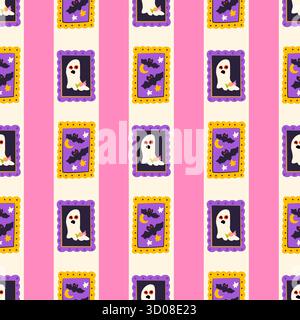Wall Ghost Bat Seamless Pattern Stock Vector