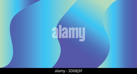 Abstract flowing waves of vibrant blue turquoise and pale yellow hues. Stock Vector