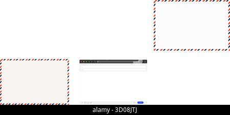 Email interface template of browser window, empty screen frame, blank layout, mockup. Subject and send to form. Simple site window templat Stock Vector