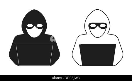 Incognito anonymous character silhouette icon, hacker or scammer with hidden face, villain. Thief, criminal, robber simple sign. . Vector illustration Stock Vector