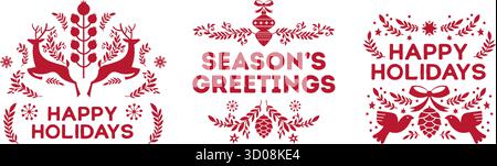 Holiday Birds Bell Composition vector Stock Vector