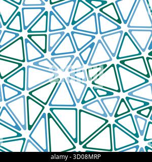 Tileable abstract background. Medium triangle size. Multiple colors style. Rounded triangular cells outlined. Repeatable pattern. Ocean Depths Study. Stock Vector