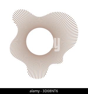 Rounded wave, sound lines. Equalizer logotype, radial spectrum. Radial rays. Sound ring. Wavy frame circular pattern. Wavy design element. Voice Stock Vector
