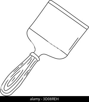 A broad metal scraper blade attaches to a contoured handle used for applying or removing compound and paint Stock Vector