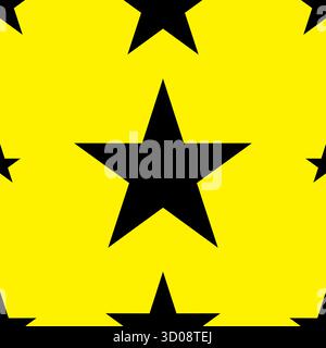 Star Seamless Pattern With Black and Yellow Color Stock Vector