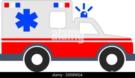 simple ambulance first aid medical car truck van icon silhouette side view icon symbol vector isolated on transparent background Stock Vector