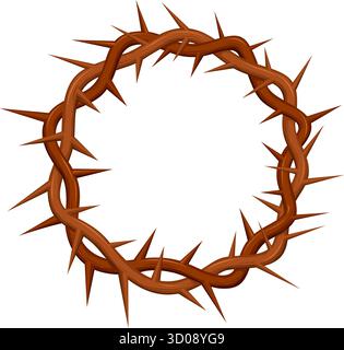 classic simple christian jesus crown of thorns silhouette icon symbol vector isolated on transparent background Stock Vector