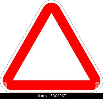 blank empty red white warning danger triangle symbol road sign isolated on transparent background vector Stock Vector