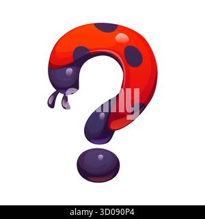 Ladybug cartoon font punctuation question mark. Garden lady bug kids ABC typeface symbol, spring ladybird vector typeset element. Red ladybug beetle English alphabet type sign or font punctuation mark Stock Vector