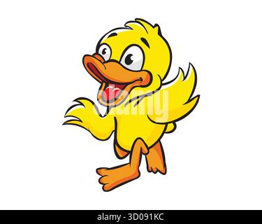 Happy and Playful Yellow Duck Illustration Stock Vector