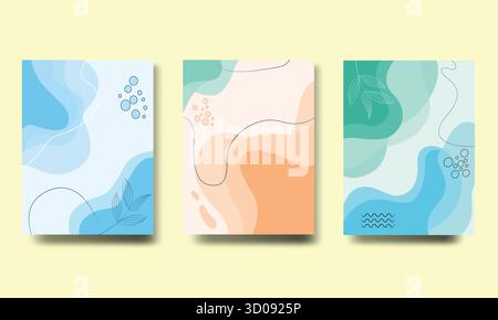 Abstract background set with fluid shapes and dots Stock Vector