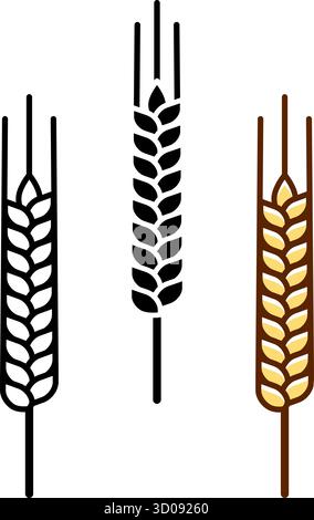 simple wheat ears logo symbol icon set vector on transparent background Stock Vector