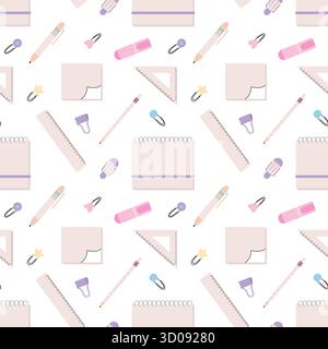Flat stationery seamless pattern Stock Vector