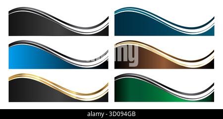 Dark Bottom Letterhead Divider Templates, Business Separator Footer Illustration Set in Corporate Colors Stock Vector